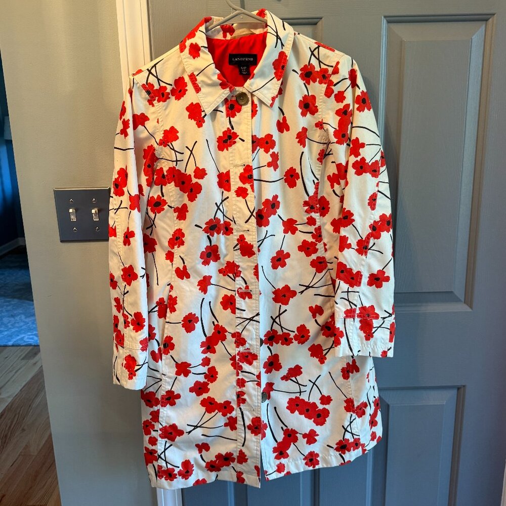 Lands End Poppy Rain Jacket - Women's Small 6-8 - Boden Style